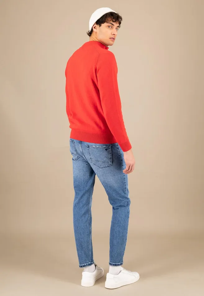 Sweater Men FYNCHHATTON Sweater With Troyer Collar Made Of SOCHOUNG New Offwhitepoppy Redturf Greennavystrong Blue