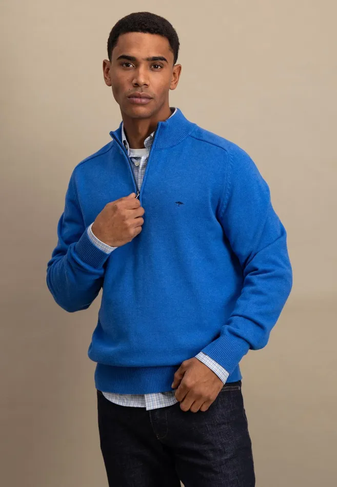 Sweater Men FYNCHHATTON Sweater With Troyer Collar Made Of SOCHOUNG New Offwhitepoppy Redturf Greennavystrong Blue