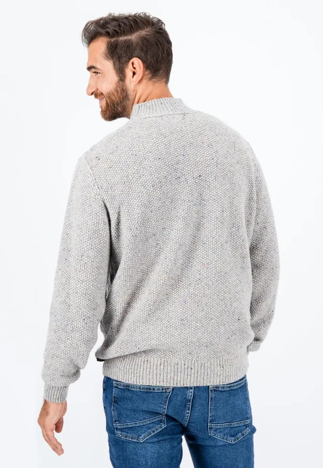 Sweater Men FYNCHHATTON Wollmix Sweater With A Braid Pattern Winter Whitecloud Blue