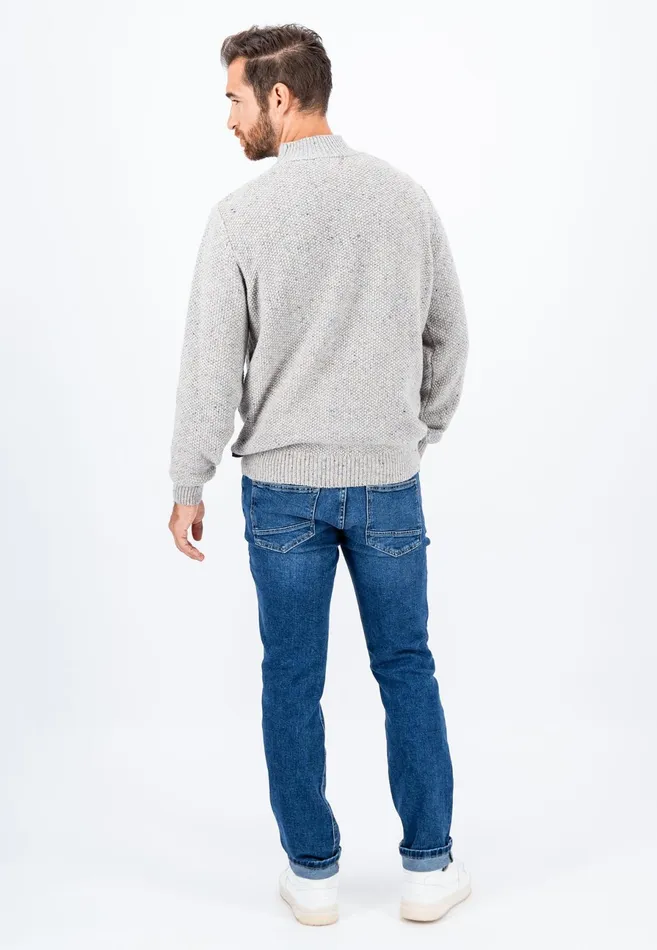 Sweater Men FYNCHHATTON Wollmix Sweater With A Braid Pattern Winter Whitecloud Blue