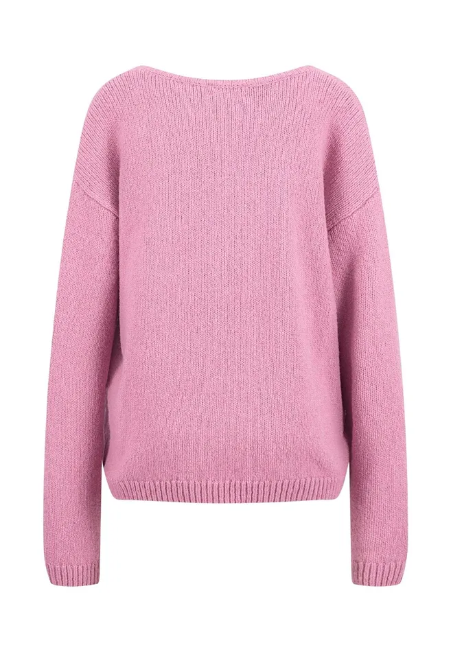 Sweater Women FYNCHHATTON Soft Knitting Sweater With A Vneckline Mauve Rosemodern Plumsilver Gray