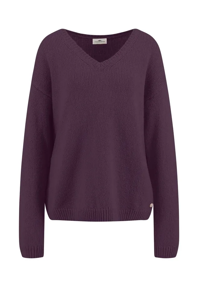 Sweater Women FYNCHHATTON Soft Knitting Sweater With A Vneckline Mauve Rosemodern Plumsilver Gray