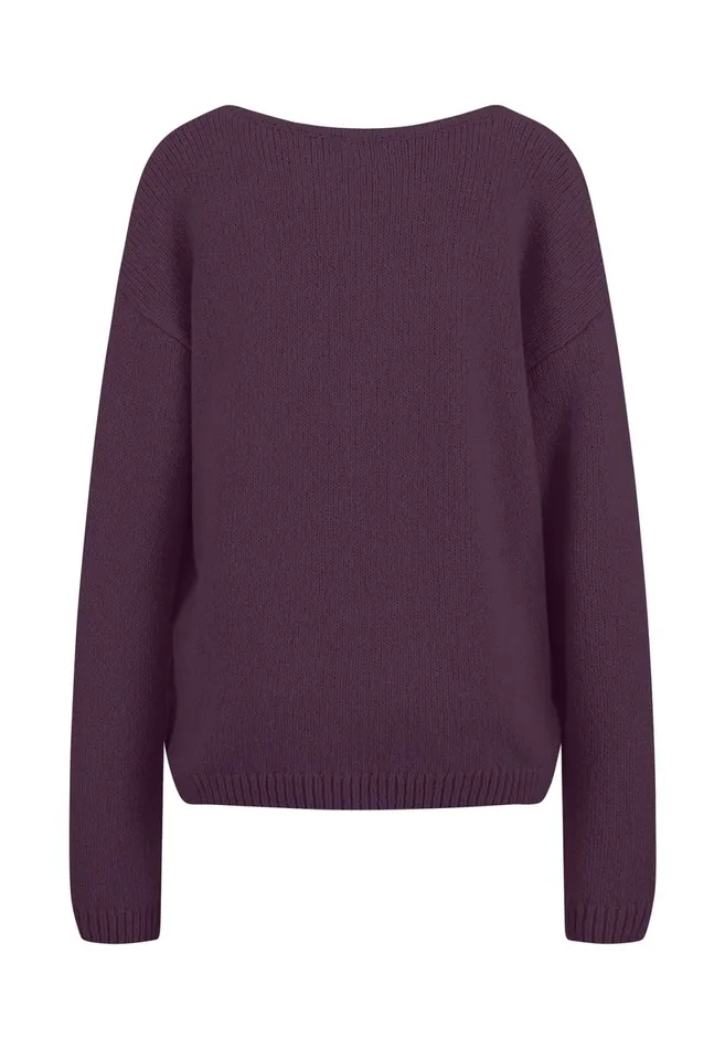 Sweater Women FYNCHHATTON Soft Knitting Sweater With A Vneckline Mauve Rosemodern Plumsilver Gray