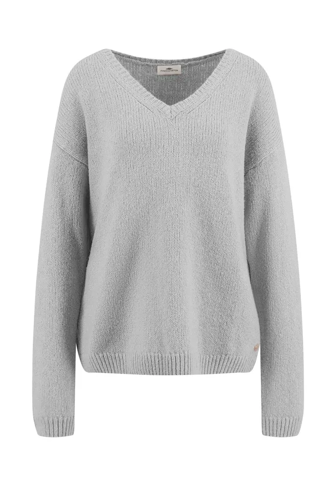 Sweater Women FYNCHHATTON Soft Knitting Sweater With A Vneckline Mauve Rosemodern Plumsilver Gray