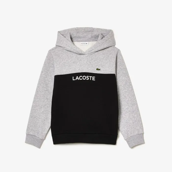 Sweaters and Sweatshirts Kids Lacoste Kids Cotton Flannel Colorblock Hoodie Grey Chine Black 80p Sweaters and Sweatshirts Kids Lacoste Kids Cotton Flannel Colorblock Hoodie Grey Chine Black 80p