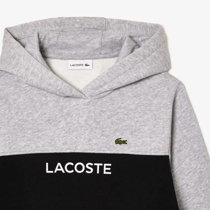 Sweaters and Sweatshirts Kids Lacoste Kids Cotton Flannel Colorblock Hoodie Grey Chine Black 80p