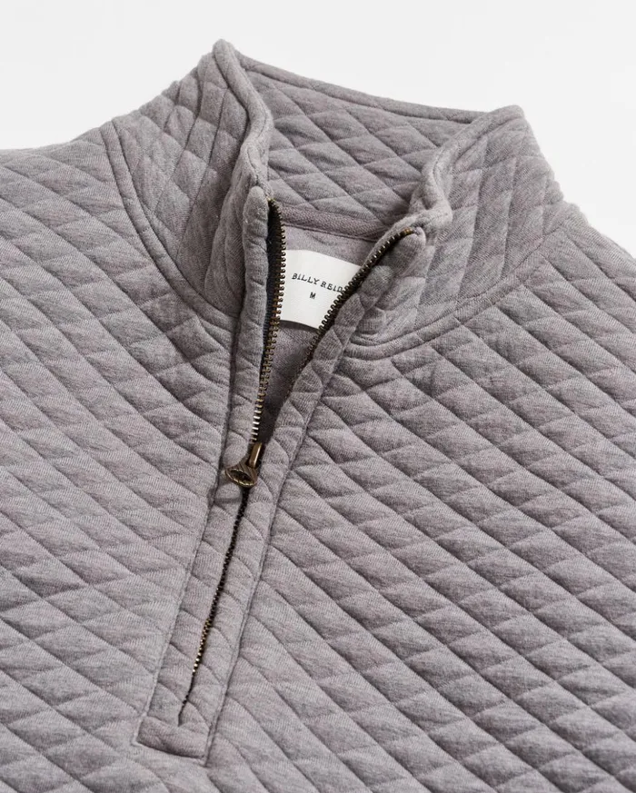 Sweaters and Sweatshirts Men Billy Reid Diamond Quilt Half Zip Medium Grey