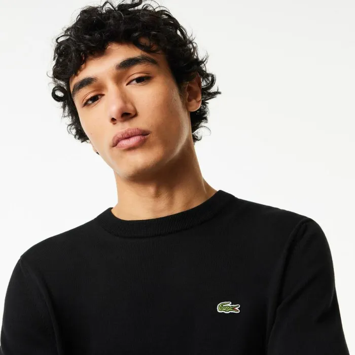 Sweaters and Sweatshirts Men Lacoste Crew Neck Cotton Sweater Black 031