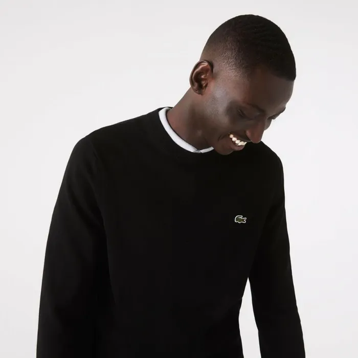 Sweaters and Sweatshirts Men Lacoste Crew Neck Cotton Sweater Black 031