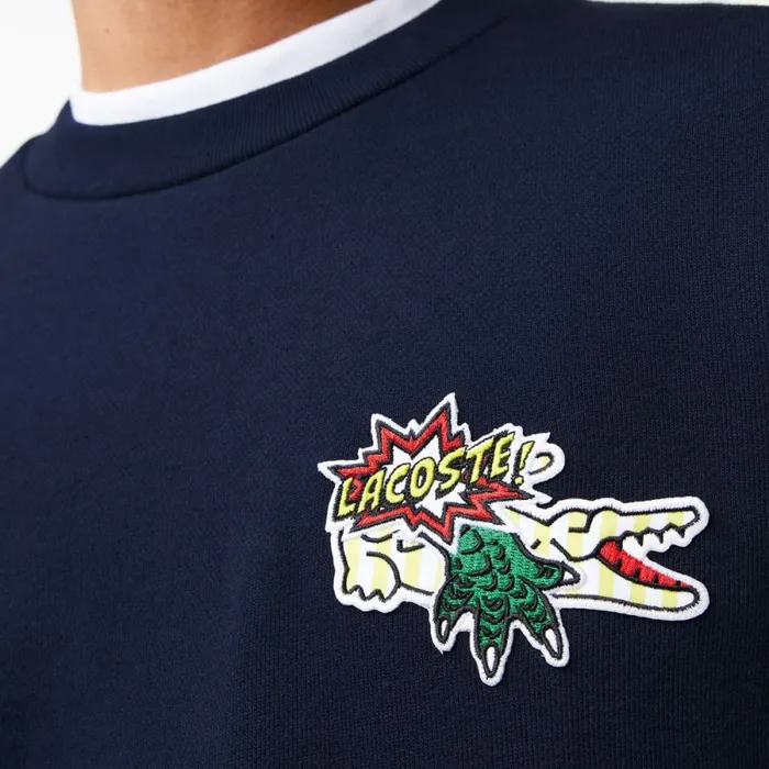 Sweaters and Sweatshirts Men Lacoste Men039s Badge Organic Cotton Sweatshirt Navy Blue 166
