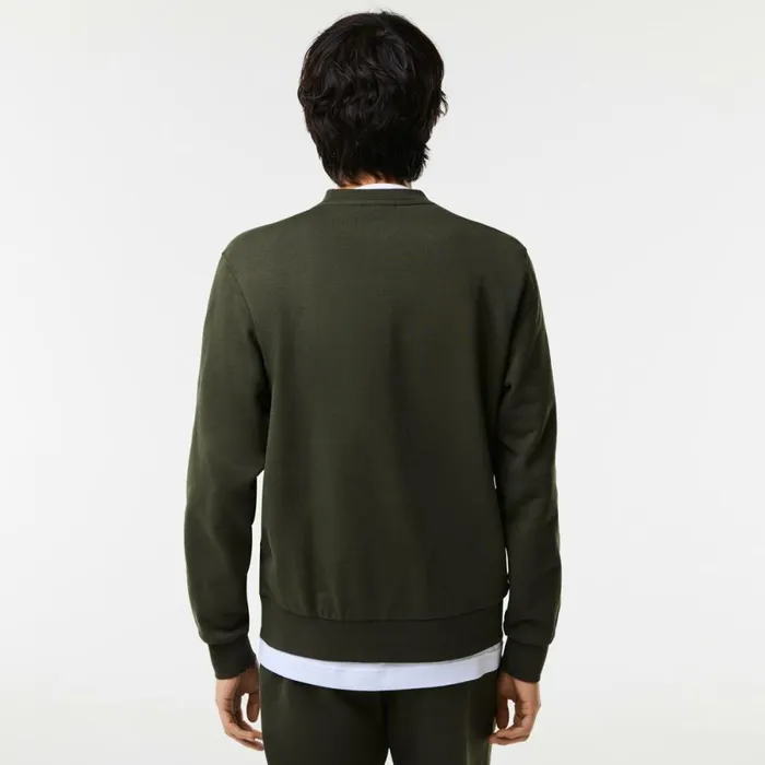 Sweaters and Sweatshirts Men Lacoste Men039s Classic Fit Contrast Lettering Cotton Sweatshirt Khaki Green S7t