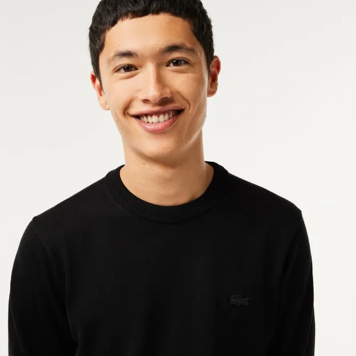 Sweaters and Sweatshirts Men Lacoste Men039s Crew Neck Merino Wool Sweater Black 031