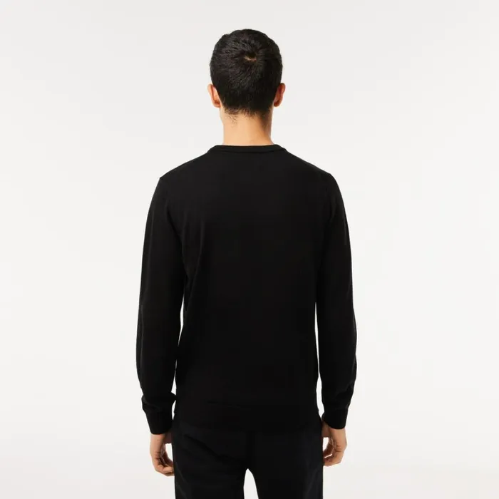 Sweaters and Sweatshirts Men Lacoste Men039s Crew Neck Merino Wool Sweater Black 031