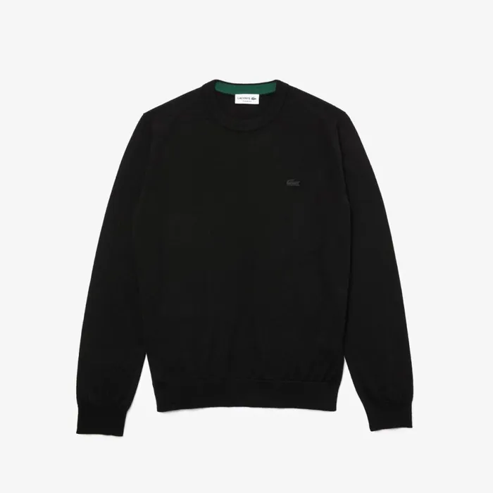 Sweaters and Sweatshirts Men Lacoste Men039s Crew Neck Merino Wool Sweater Black 031