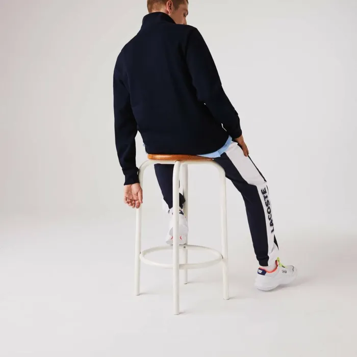 Sweaters and Sweatshirts Men Lacoste Men039s HalfZip Cotton Sweatshirt Navy Blue 166