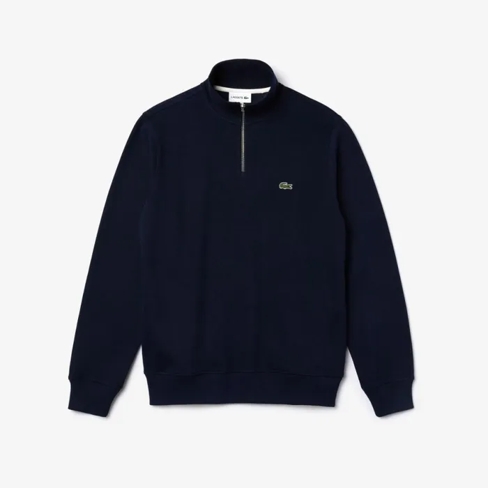 Sweaters and Sweatshirts Men Lacoste Men039s HalfZip Cotton Sweatshirt Navy Blue 166