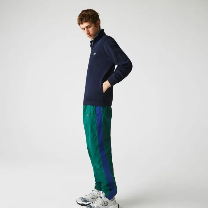 Sweaters and Sweatshirts Men Lacoste Men039s HalfZip Cotton Sweatshirt Navy Blue 166