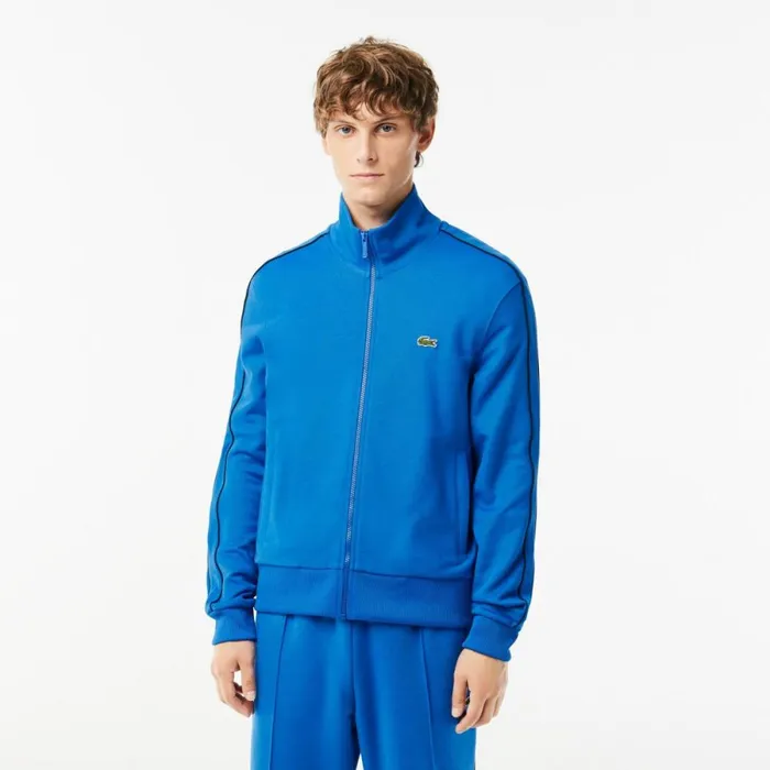 Sweaters and Sweatshirts Men Lacoste Men039s Paris Piqu Track Jacket Blue Siy