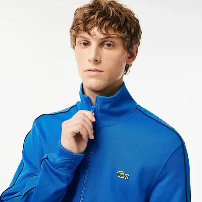 Sweaters and Sweatshirts Men Lacoste Men039s Paris Piqu Track Jacket Blue Siy