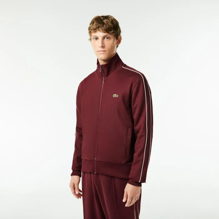 Sweaters and Sweatshirts Men Lacoste Men039s Paris Piqu Track Jacket Bordeaux Yup