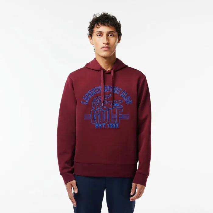 Sweaters and Sweatshirts Men Lacoste Men039s Relaxed Fit Recycled Fabric Golf Sweatshirt Bordeaux Yup