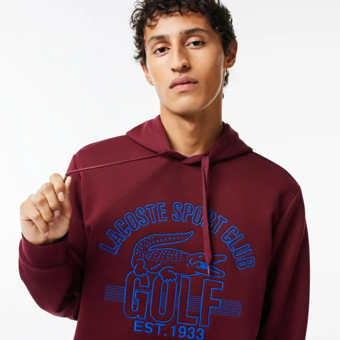 Sweaters and Sweatshirts Men Lacoste Men039s Relaxed Fit Recycled Fabric Golf Sweatshirt Bordeaux Yup