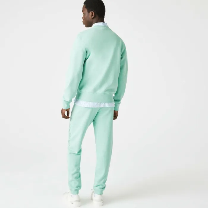Sweaters and Sweatshirts Men Lacoste Men039s Signature Print Crew Neck Cotton Fleece Sweatshirt Green Hcv
