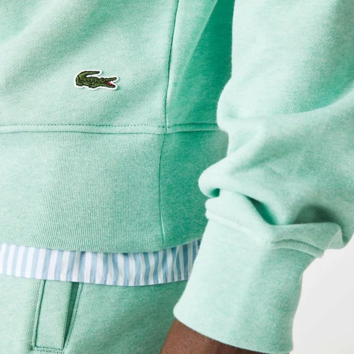 Sweaters and Sweatshirts Men Lacoste Men039s Signature Print Crew Neck Cotton Fleece Sweatshirt Green Hcv