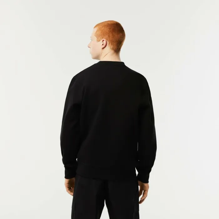 Sweaters and Sweatshirts Men Lacoste Mens Classic Fit Logo Stripe Flannel Sweatshirt Black 031