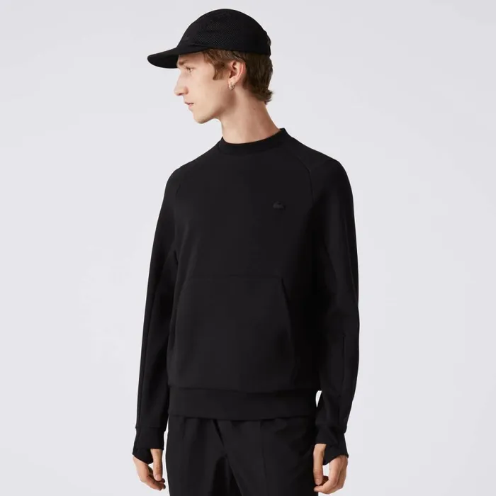 Sweaters and Sweatshirts Men Lacoste Mens Crew Neck Kangaroo Pocket Cotton Blend Sweatshirt Black 031