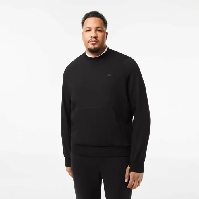 Sweaters and Sweatshirts Men Lacoste Mens Crew Neck Kangaroo Pocket Cotton Blend Sweatshirt Black 031