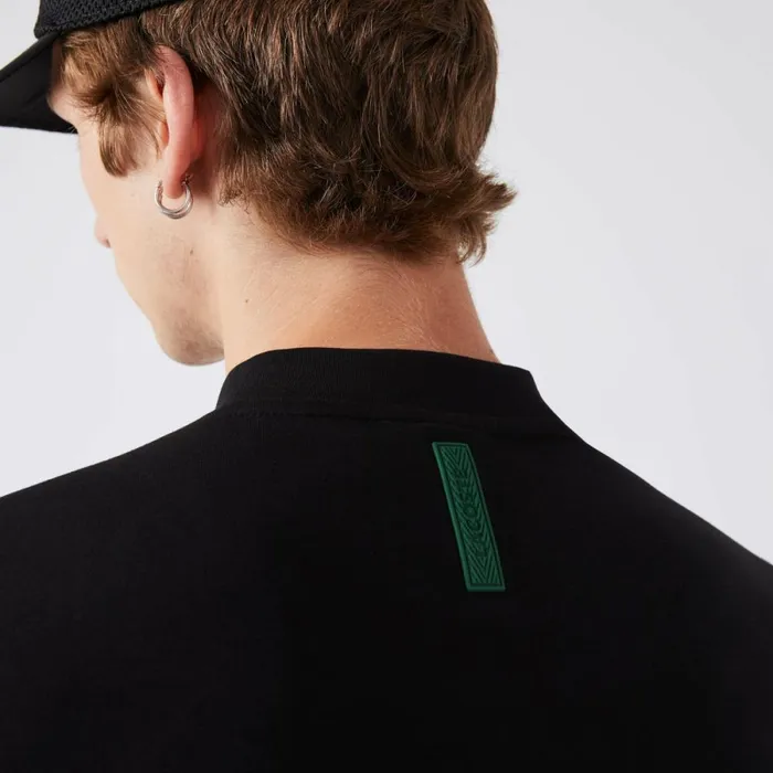 Sweaters and Sweatshirts Men Lacoste Mens Crew Neck Kangaroo Pocket Cotton Blend Sweatshirt Black 031
