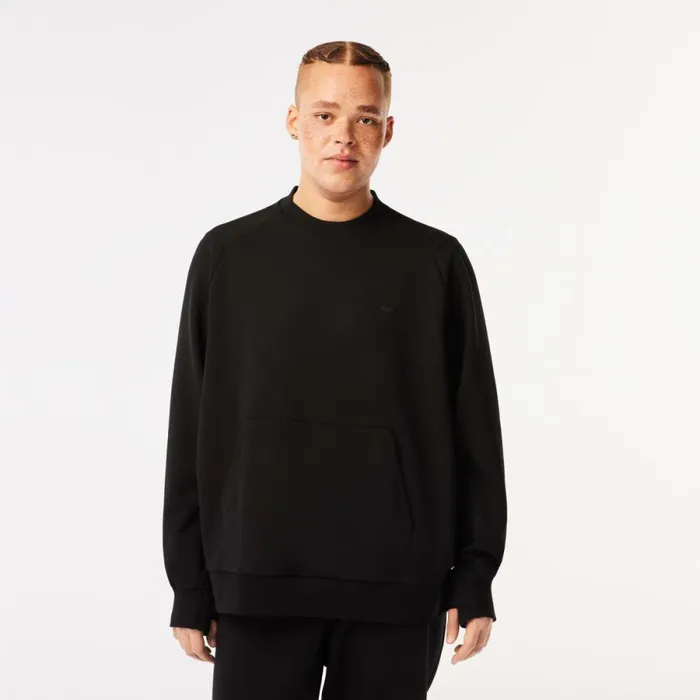 Sweaters and Sweatshirts Men Lacoste Mens Crew Neck Kangaroo Pocket Cotton Blend Sweatshirt Black 031