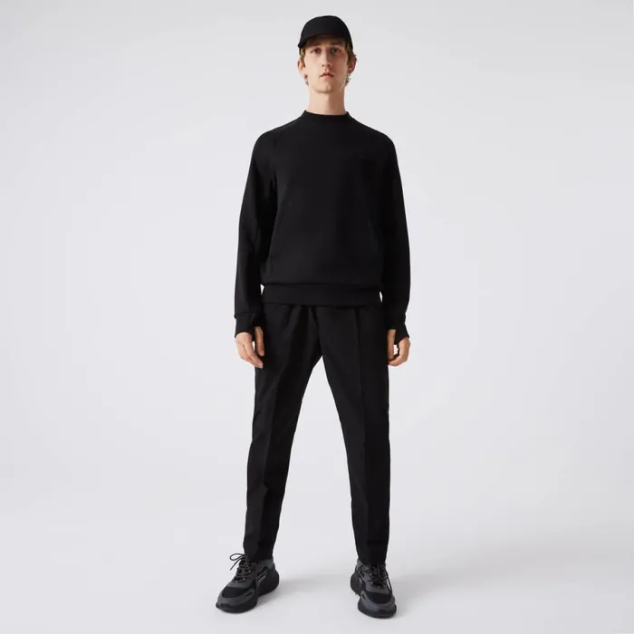 Sweaters and Sweatshirts Men Lacoste Mens Crew Neck Kangaroo Pocket Cotton Blend Sweatshirt Black 031