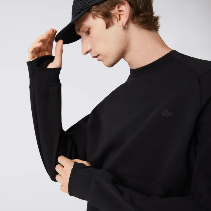 Sweaters and Sweatshirts Men Lacoste Mens Crew Neck Kangaroo Pocket Cotton Blend Sweatshirt Black 031