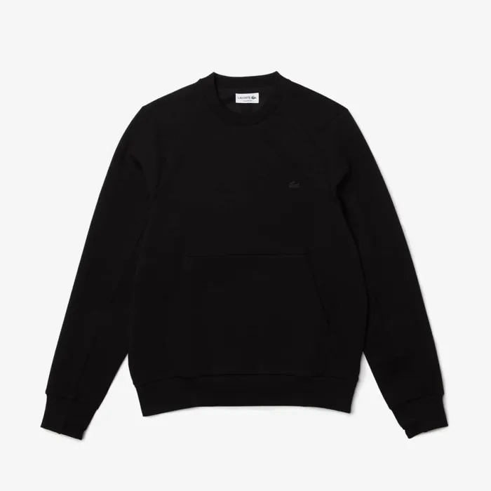 Sweaters and Sweatshirts Men Lacoste Mens Crew Neck Kangaroo Pocket Cotton Blend Sweatshirt Black 031