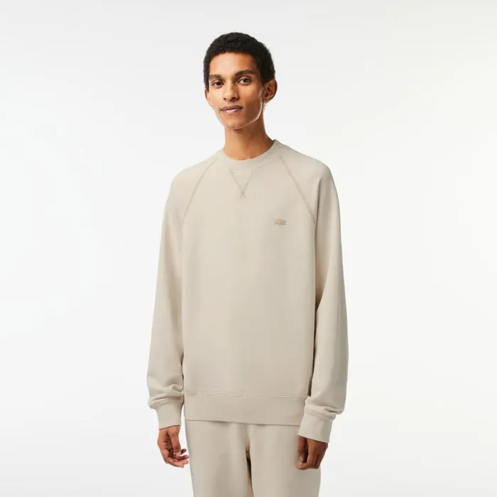 Sweaters and Sweatshirts Men Lacoste Mens Crew Neck Organic Cotton Natural Dye Sweatshirt Beige K8e