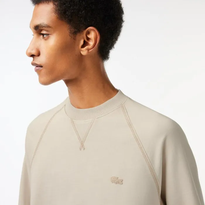 Sweaters and Sweatshirts Men Lacoste Mens Crew Neck Organic Cotton Natural Dye Sweatshirt Beige K8e