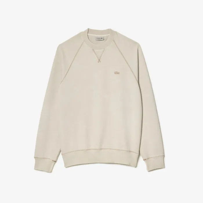 Sweaters and Sweatshirts Men Lacoste Mens Crew Neck Organic Cotton Natural Dye Sweatshirt Beige K8e