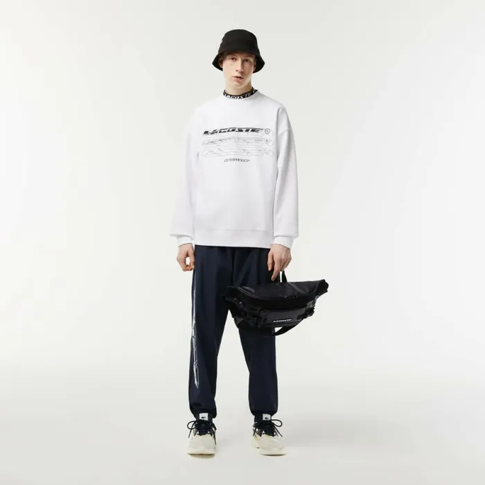 Sweaters and Sweatshirts Men Lacoste Mens Loose Fit Branded Sweatshirt White 001