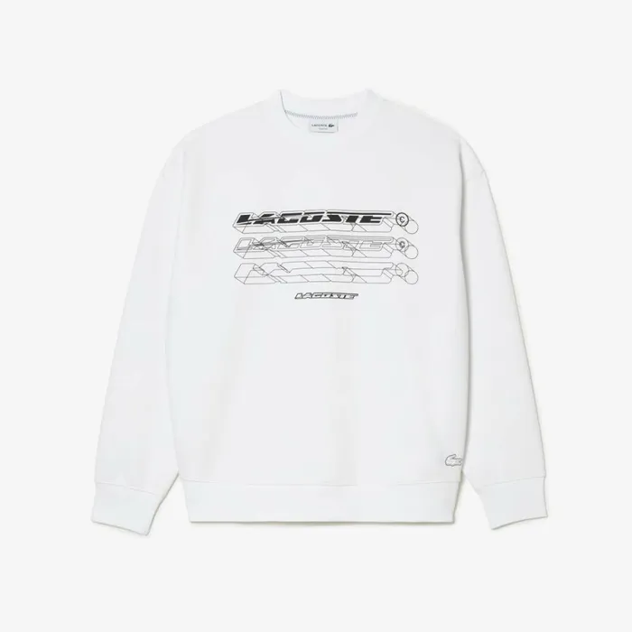 Sweaters and Sweatshirts Men Lacoste Mens Loose Fit Branded Sweatshirt White 001