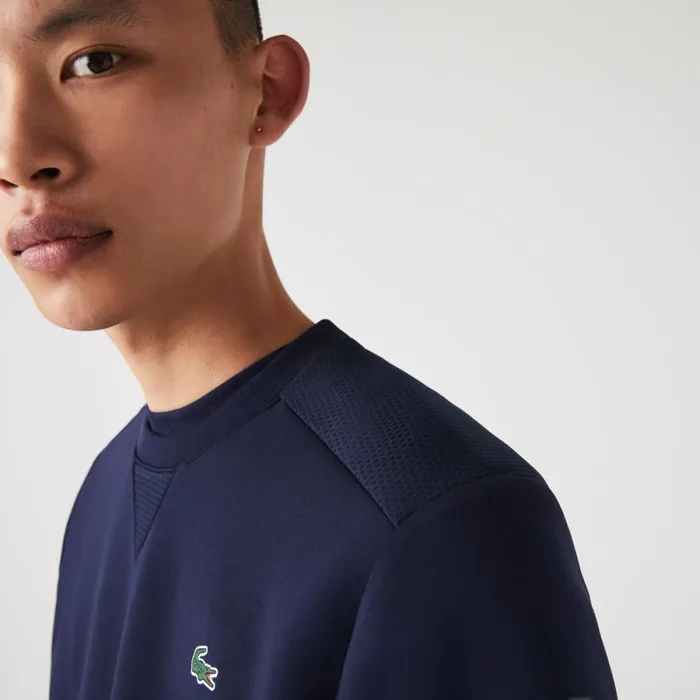 Sweaters and Sweatshirts Men Lacoste Mens Sport Mesh Panels Sweatshirt Navy Blue 423