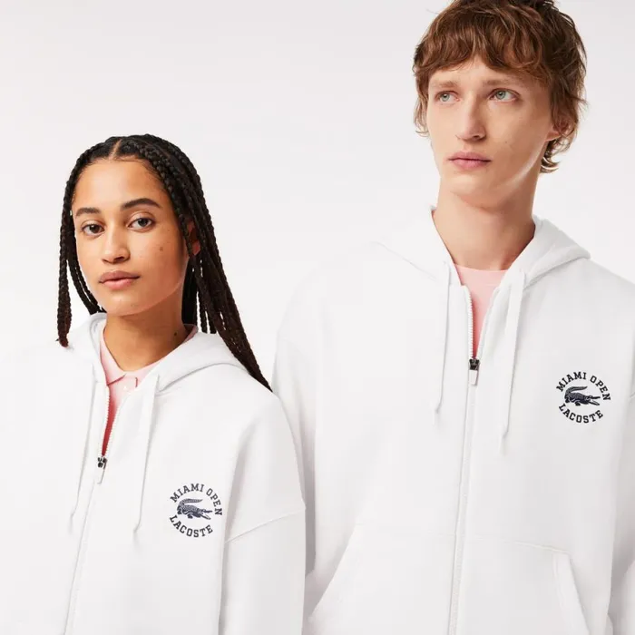 Sweaters and Sweatshirts Men Lacoste Unisex Miami Open Edition Hoodie White 001