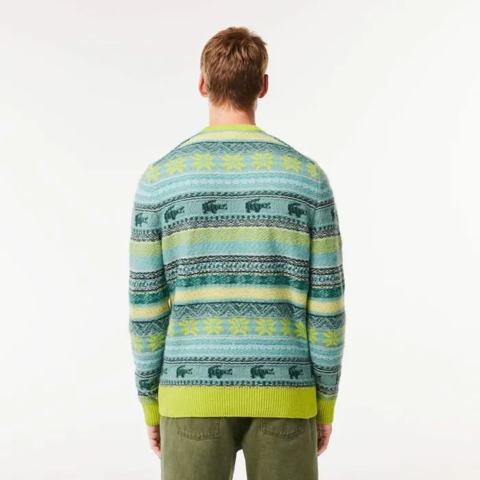 Sweaters and Sweatshirts MenWomen Lacoste Men039s Fair Isle Alpaca And Wool Blend Sweater Flashy Yellow White Pai