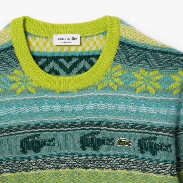 Sweaters and Sweatshirts MenWomen Lacoste Men039s Fair Isle Alpaca And Wool Blend Sweater Flashy Yellow White Pai