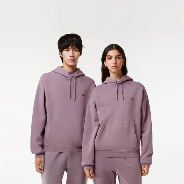 Sweaters and Sweatshirts MenWomen Lacoste Unisex Loose Fit Cotton Fleece Hoodie Purple Ryi
