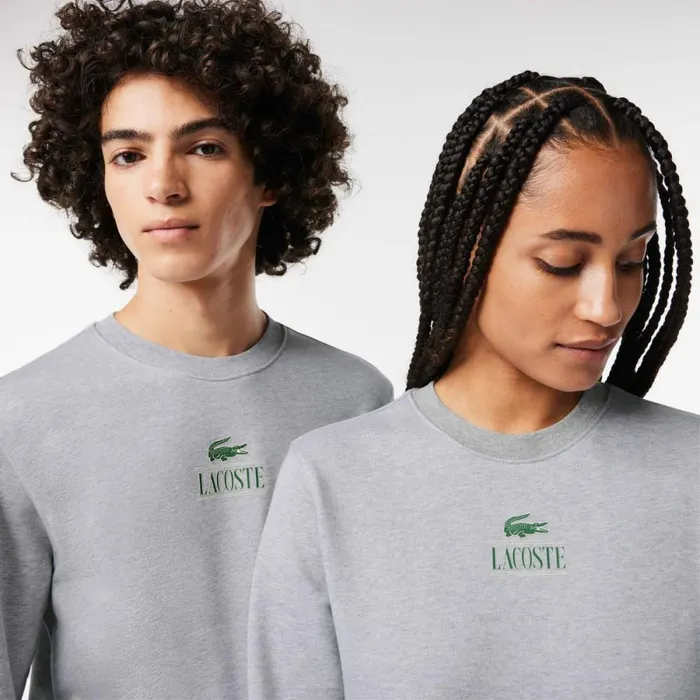 Sweaters and Sweatshirts MenWomen Lacoste Unisex Signature Print Sweatshirt Grey Chine Cca