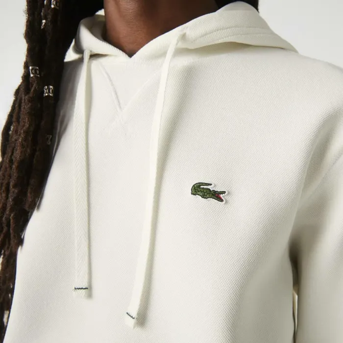Sweaters and Sweatshirts Women Lacoste Womens Loose Fit Cotton Blend Hoodie White 70v