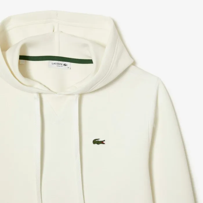 Sweaters and Sweatshirts Women Lacoste Womens Loose Fit Cotton Blend Hoodie White 70v