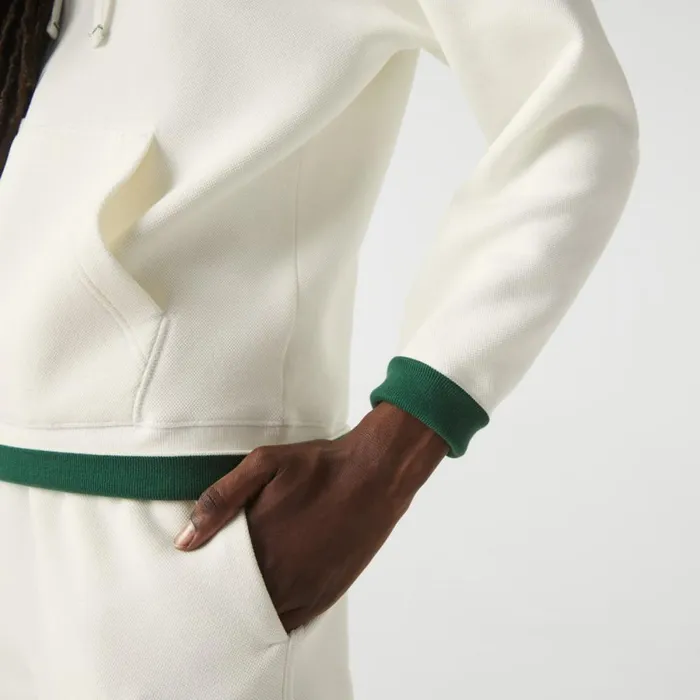 Sweaters and Sweatshirts Women Lacoste Womens Loose Fit Cotton Blend Hoodie White 70v